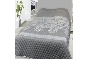 Home Edition Tagesdecke wattiert und gesteppt 240x220cm Sofaüberwurf Bettüberwurf Good Night