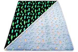 ‎AMAZINGGIRL Amazinggirl Teppich Kinderzimmer Leuchtend 120x160 cm - kinderteppich fluoreszent spielteppich kuschelteppich Dino Teppich waschbar Blau Dinosaurier
