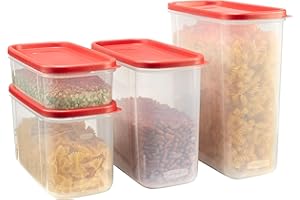 Rubbermaid Modular Canisters, Food Storage Container, BPA-Free, 8-Piece Set, Red (1776474)
