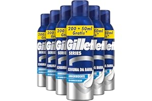 Gillette Series SCHIUMA DA BARBA AMMORBIDENTE Con Burro Di Cacao, Protezione Completa Dalle Irritazioni, Aiuta A Proteggere Da Tagli, Bruciature, Irritazioni E Arrossamenti, 250ml X6