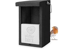 wildtier herz I - Nido per pettirossi e semicircola - 100% resistente alle intemperie - mezza cavità per coda da giardino, casetta per uccelli e cova