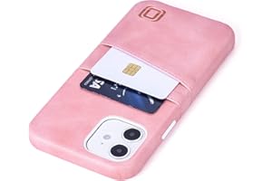 ‎DOCKEM Dockem Etui portfelowe na iPhone'a 12 i iPhone'a 12 Pro: wbudowana metalowa płytka do montażu magnetycznego i 2 przegródki na karty kredytowe: Exec M2 6,1", gładka skóra syntetyczna (różowe)