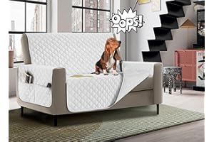 BANZAII TEXTILE INNOVATOR ONLINE Banzaii copridivano impermeabile 3 posti, salvadivano antimacchia, trapuntato, bicolor con tasche porta oggetti – Bianco/Bianco per seduta da 170 a 195 cm