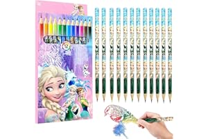 ‎HENDPOCK Eiskönigin Buntstifte, 12 St Mehrfarbig, Farbstifte Zeichnen Kinder, Karikatur Stifte Kinder, Kinder Bastelset Malen Stifte, Geeignet für Schulbelohnungsschüler Geburtstagsfeiern Weihnachtsgeschenke