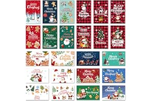 Hibtn Christmas Cards 24/48 Pack, Xmas Cards with Envelopes and Stickers, Holiday Greeting Card Set,Xmas Gift（24 Pack）