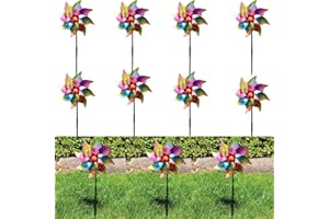 FMKLDENA 8 Piezas Molino de Viento Repelente de Aves, Molino de Viento Reflectante, Reflectante Molino, Molino de Viento Jardin, Molino de Viento Coloridos para Proteger Jardines, Huertos, Patios