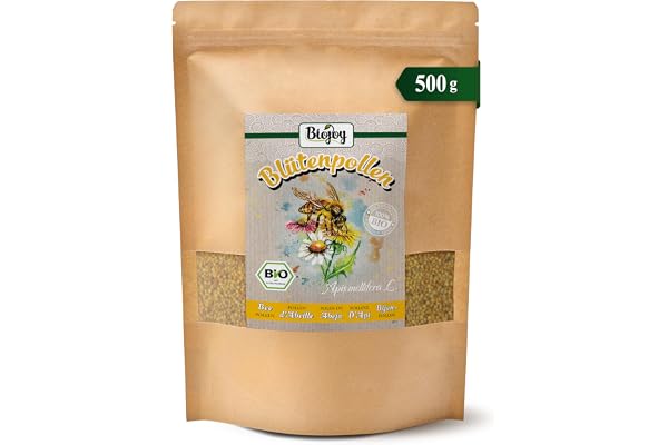 Biojoy Ekologiskt blomsterpollengranulat, rått, bipollen att äta, 500 g | Från Bulgarien, obehandlat, utan tillsatt socker, Apis mellifera L.