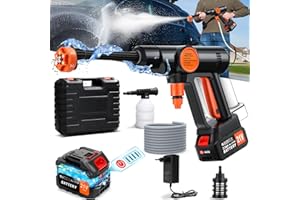 INNOPOWER 21V Nettoyeur Haute Pression 652 PSI, Pistolet Haute Pression sans Fil avec Batterie 3000mAh, Moteur sans Balais, Buse Multifonction 6-en-1, Tuyau de 5m, Nettoyeur Haute Pression sur Batterie