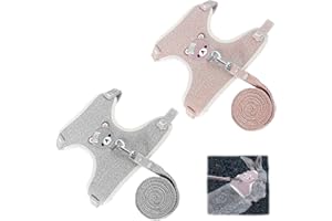 LumenTY Pack of 2 Adjustable Rabbit Lead Breathable Vest Harness 1.20 m Harness and Lead for Dwarf Rabbits for Bunny Cat Little Pet Walking
