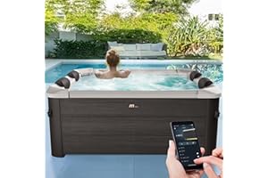 Miweba Whirlpool MSpa Tribeca mit Fester Außenwand | Pool mit App Steuerung | Spa für 6 Personen | 160x160x65cm | 120 Massagedüsen | Ganzjähriger Einsatz Winterfest | In & Outdoor Pool | Aufstellpool