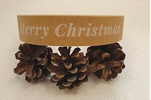 RIBBON WRITER 50m Christmas Craft Brown Paper Adhesive Tape - 6 Designs to Choose From. (Merry Christmas)
