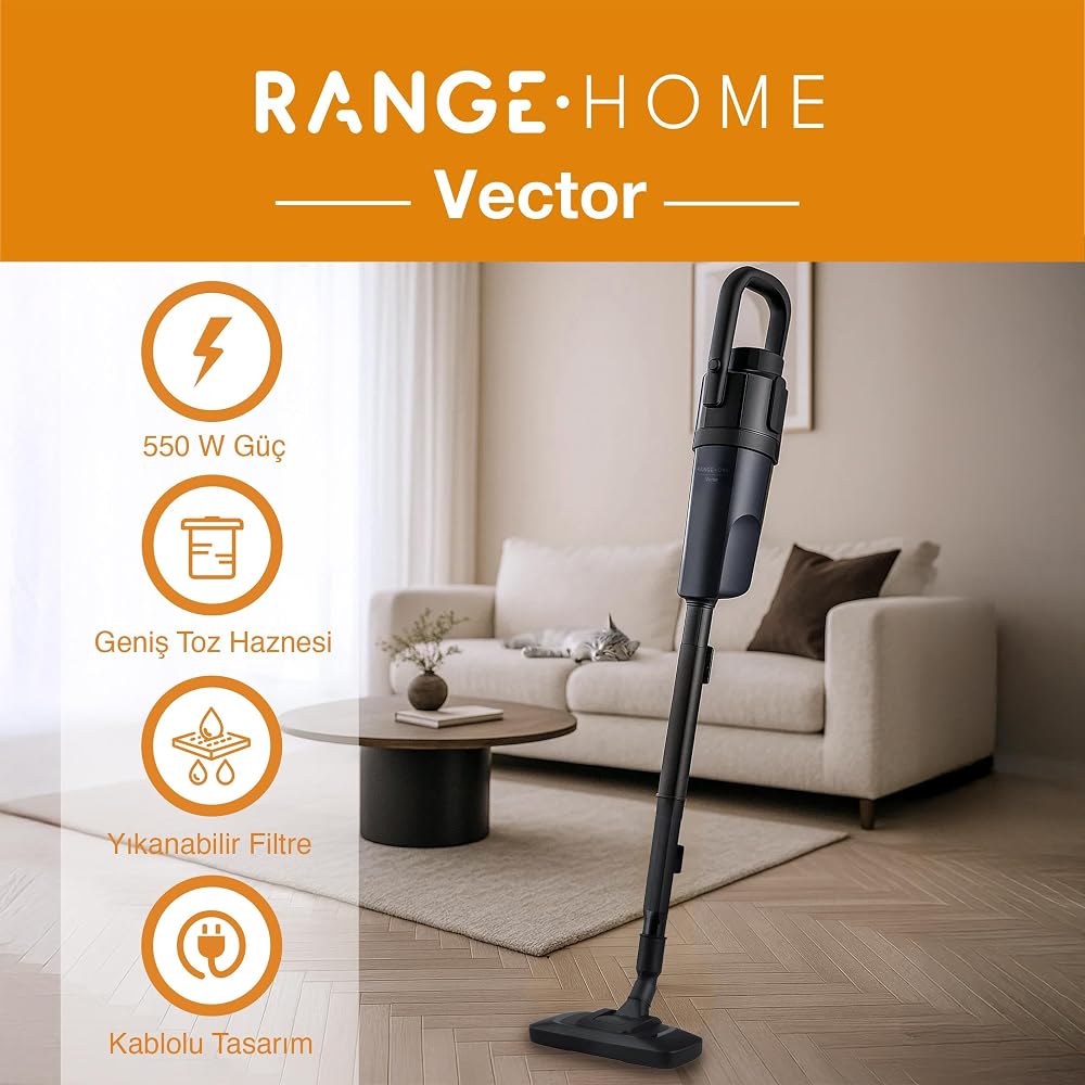 Fakir Range Vector Kablolu Dik Süpürge Turbo Başlık 0,5 L Toz Hacmi