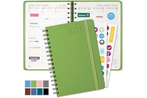 HAIANE Agenda 2025 dia por Pagina, Agendas 2025 Semana Vista con Espiral Tapa Dura, Agenda Anual Diaria con Papel De 100g/M, Weekly Planner Adecuadas Para Oficinas, Escuelas, Organizadores (Verde)