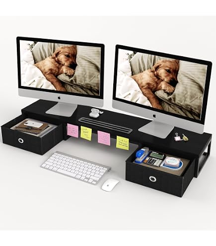Fleau Monitorerhöhung Aus Holz - Laptopständer & Schreibtisch-Organizer Mit Fächern | Ergonomische Bildschirmerhöhung
