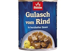 ‎SIMON SIMON Delikatess Rindergulasch 800 g I Zartes Fleisch in herzhafter Sauce I Fertiggericht in recyclebarer Konserve I Authentische Hausmannskost