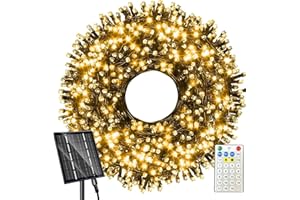 YOREZCOP Luci Natale Esterno Solare, Catena Luminosa a 400 LED, 42M,19 Modalità, Luci di Natale da Esterno, IP65, Impermeabile, luci solari da giardino per Esterni Illuminazione Natalizia(Bianco caldo)