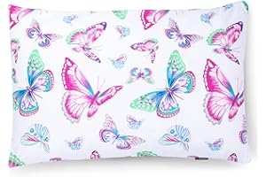 PinkZebra Taie d'oreiller pour Enfant - 30 x 50 cm - 100% Coton - Housse de Coussin garçon - Certifié Öko-Tex Standard 100 - Housses pour Enfants avec Fermeture éclair - Papillons