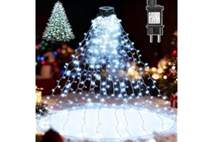 Dekofun Guirlande Lumineuse Sapin de Noël, 400 LED 2M * 16 Guirlande Lumineux avec Anneau, 8 Modes Lumière Sapin de Noël Étanche Christmas Tree Lights pour Interieur Exterieur - Blanc