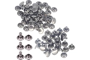 Trimming Shop Double Cap Rivets Leather Rivets Tubular Metal Studs for DIY Leathercrafts, Clothing Repair & Replacement, Handbag, Belts, 10mm x 9mm, Gunmetal Black, 100 Sets