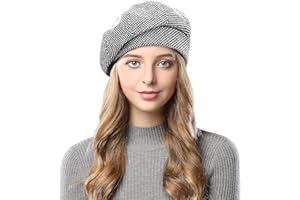 Wantonfy Boina francesa de mezcla de lana para mujer, boina panadera, boina de invierno