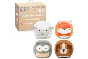 Little Big Friends Palle Sensoriali Neonato Set 4 | Palle Tattili con Sonaglio e Texture | Palle Morbide per Neonato 3-6 Mesi