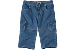 ATLAS FOR MEN - Pantacourt Cargo Jean Stretch Confort - Disponible en Grandes Tailles du M au 5XL