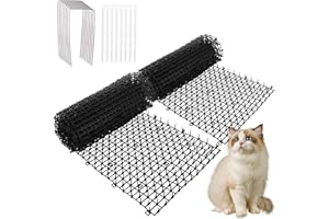 YOUNTHYE 2 Roll Cat Scat Mat with Spikes, 30x200cm Cat Repellent Mat Plastic Anti Cat Prickle Strips with 16 U-shaped Pegs, Cat Deterrent Mat for Home, Garden, Fence