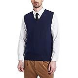 Kallspin Gilet da Uomo in Misto Lana con Scollo a V e Senza Manica Pullover