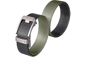 JUKMO Reversible Ratchet Belt, Nylon Web Tactical Work Belt with Automatic Slide Buckle