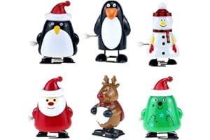 iPobie 6 Stücke Kinder Weihnachten Aufziehspielzeug Wind Up Pinguin Rentier Weihnachtsbaum Schneemann Weihnachtsmann Figur Uhrwerk Spielzeug