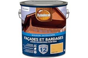 Xyladecor - Lasure Protectrice pour Bois Extérieur - Façades, Bardages, Chalets - Couleur : Satin Chêne Clair - Quantité : 5L - 5324300