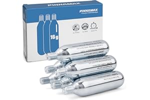 PINNAMAX Set di pompe CO2 per bicicletta – Gonfiatore CO2 con cartuccia CO2 da 16 g/25 g, compatto, leggero, compatibile con valvole Presta & Schrader, perfetto per biciclette da corsa e MTB, con