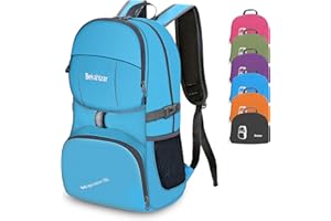 Bekahizar Rucksack 35L, Lightweight Backpack Foldable Hiking Daypack Packable Travel Day Bag for Men Women Teens Outdoor Sports Walking Camping Travelling Cycling (Blue)
