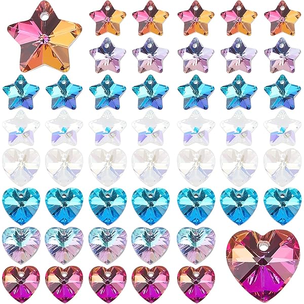 Ciondoli Cuore Vetro Sfaccettato - 20 Pezzi Color Lilla AB Per Gioielli Fai Da Te, Collane E Bracciali - Foto 7