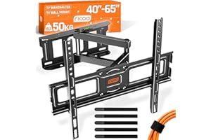 RICOO Support TV Mural 30-55" Pouces (76-140cm), S5144 Orientable et Inclinable Fixation Murale télévision Bras articulé pour télé VESA