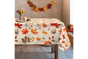 Arquiel Fall Maple Leaves Tablecloth, Rectangle Autumn Harvest Table Cloth Waterproof, Wrinkle Resistant Decorative Table Cover for Home Kitchen Parties Thanksgiving Table Decor, 140 x 180 cm