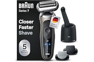 ‎BRAUN Braun Series 7 Rasierer Herren Elektrisch, Elektrorasierer, 60 Min. Akku, 4in1 SmartCare Center, +2 Aufsätze, Kabelloser Nass- & Trockenrasierer Männer, Wasserdicht, Made in Germany, 72-C7650cc, Gold