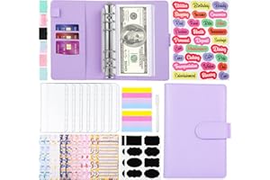 TOUVE Classeur Budget A6, Set Classeur Enveloppe Budget, Classeurs à anneaux, Classeur A6 en PU Cuir Budget Planner pour Économiser de l'argent Organisateur avec Fermeture Boucle Magnétique