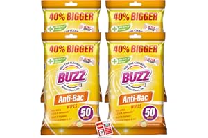 JOIN THE CLEANING BUZZ Buzz Antibacterial Wipes - 200pk, Lemon Scented Cleaning Wipes Antibacterial Surface Cleaning, Kills 99.9% of Bacterial Anti bac Wipes, Kitchen Wipes