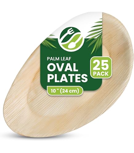 ECO Leaf Palmblatt-Teller 30 Cm Tief & Rund - 25 Stück, Kompostierbar, Mikrowellen- & Ofenfest, Biologisch Abbaubar