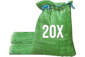 Bazko Pack of 20 rustling bags, 42 x 60 cm, 15 kg, green, mesh bags with drawstring, potato bag, onion bags, net bag, firewood bags