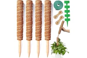 4 Pièces 40cm Plantes grimpantes Poteau, Tuteur Plante,Tuteur Coco, Poteau De Coco, Bâton De Coco pour La Maison Jardin Plante Grimpantes Extension De Support De Plante