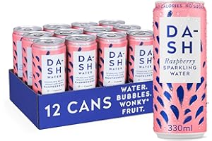 Dash Water Raspberry - 12 x Raspberry Flavoured Sparkling Spring Water - NO Sugar, NO Sweetener, NO Calories - Infused with Wonky Fruit (12 x 330ml cans)
