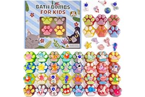 PICKMORA Bath Bombs for Kids with Surprise Inside, 32 Pack Paw Bath Bombs with Toys, Bath Bombs with Sea Animals and Space Planet Toy, SPA Bubbly Handmade Natural Bath