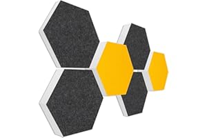 platino24 Schallabsorber COLORE aus Basotec G+ I Akustikpaneele mit Akustikfilz I 3D Wand-Paneele mit 6 Waben in Anthrazit & Sonnengelb I Akustikplatten zur Schalldämmung in Büro, Studio & Wohnung