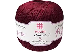 Panini Tessuti, Pelote de Cotton Phylum Title 8 - Disponible en Différentes Couleurs, pour Crocheter - 100 g - 710 m - Bricolage, Fil, Coton