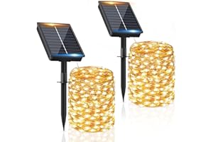 FIFlying Guirlande lumineuse solaire d'extérieur - 2 x 16 m - 160 LED - Résistante aux intempéries - 8 modes - IP65 - Étanche - Pour balcon, jardin, clôture, camping, cour, fête, mariage