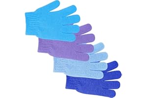 LAFEFE 4 guantes exfoliantes, guantes de ducha de bambú, guantes exfoliantes de baño y cuerpo, elimina el cabello encarnado y la piel muerta, para ducha, spa, masaje y removedor de células muertas, lufa, 4