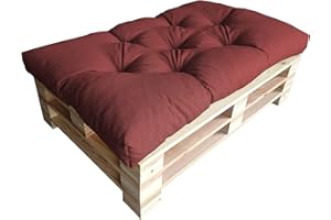 chilly pilley Cuscino Trapuntato Per Mobili In Pallet Riempito Con Fiocchi Di Schiuma Cuscino Per Divano Per Schienale Cuscino Per Sedile Cuscino Laterale Set (Cuscino Del Sedile 120 X 80 Rosso Scuro)