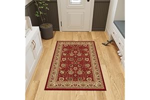 Ottomanson Dekoracyjny dywan z kolekcji Ottohome gumowy tył, orientalny styl perski, 100 cm x 150 cm czerwony